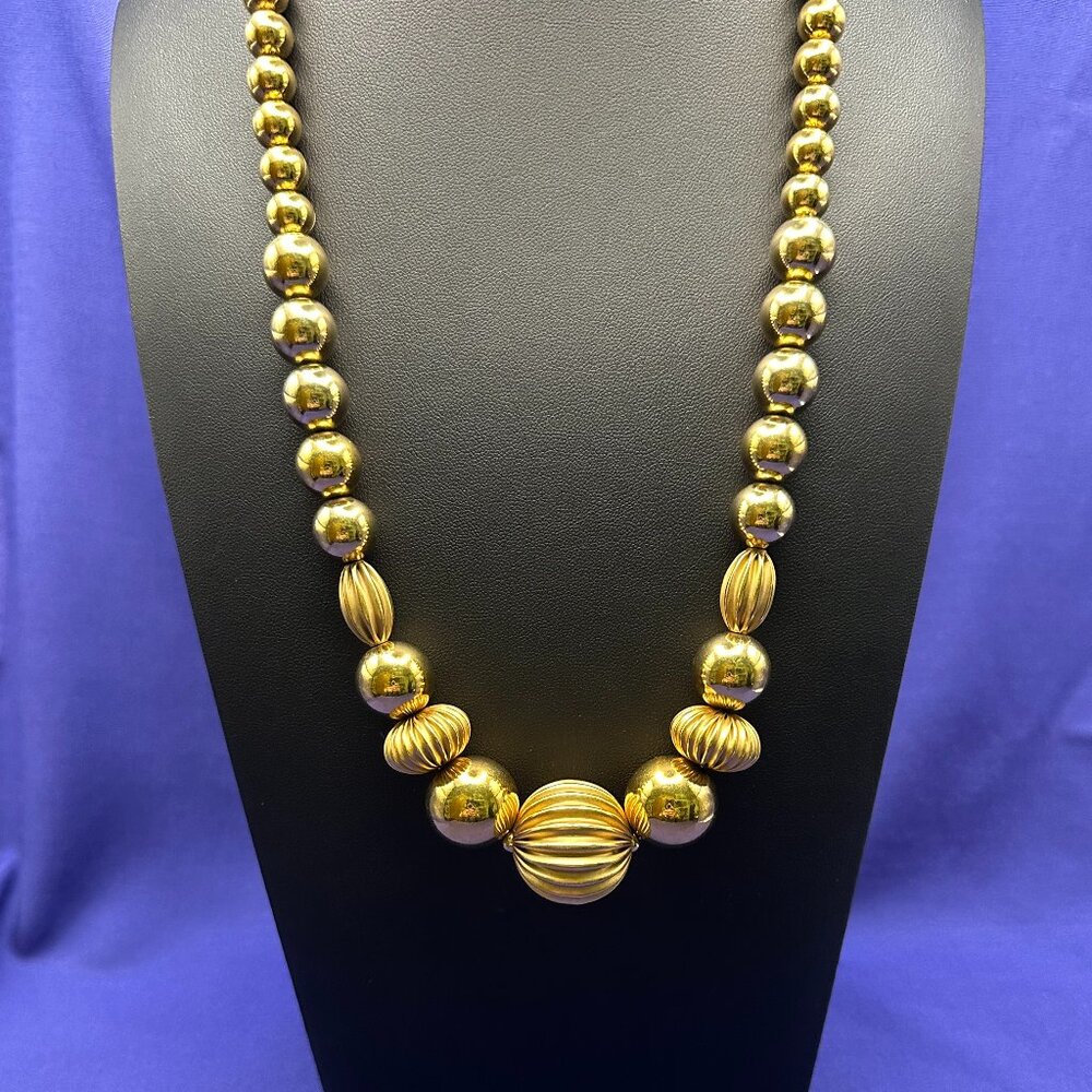 VTG Napier Chunky Gold-Tone Bead Necklace 1980s - Picture 6 of 14
